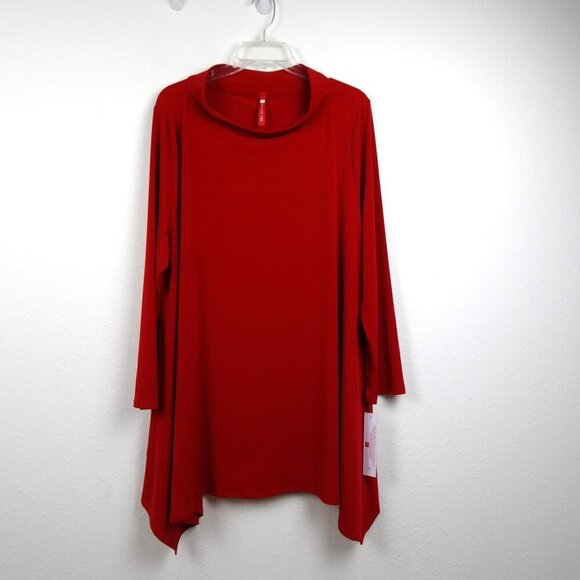 IC Collection Long Sleeve Top Women’s Plus Size 1X Red Knit Made in USA - Picture 1 of 10